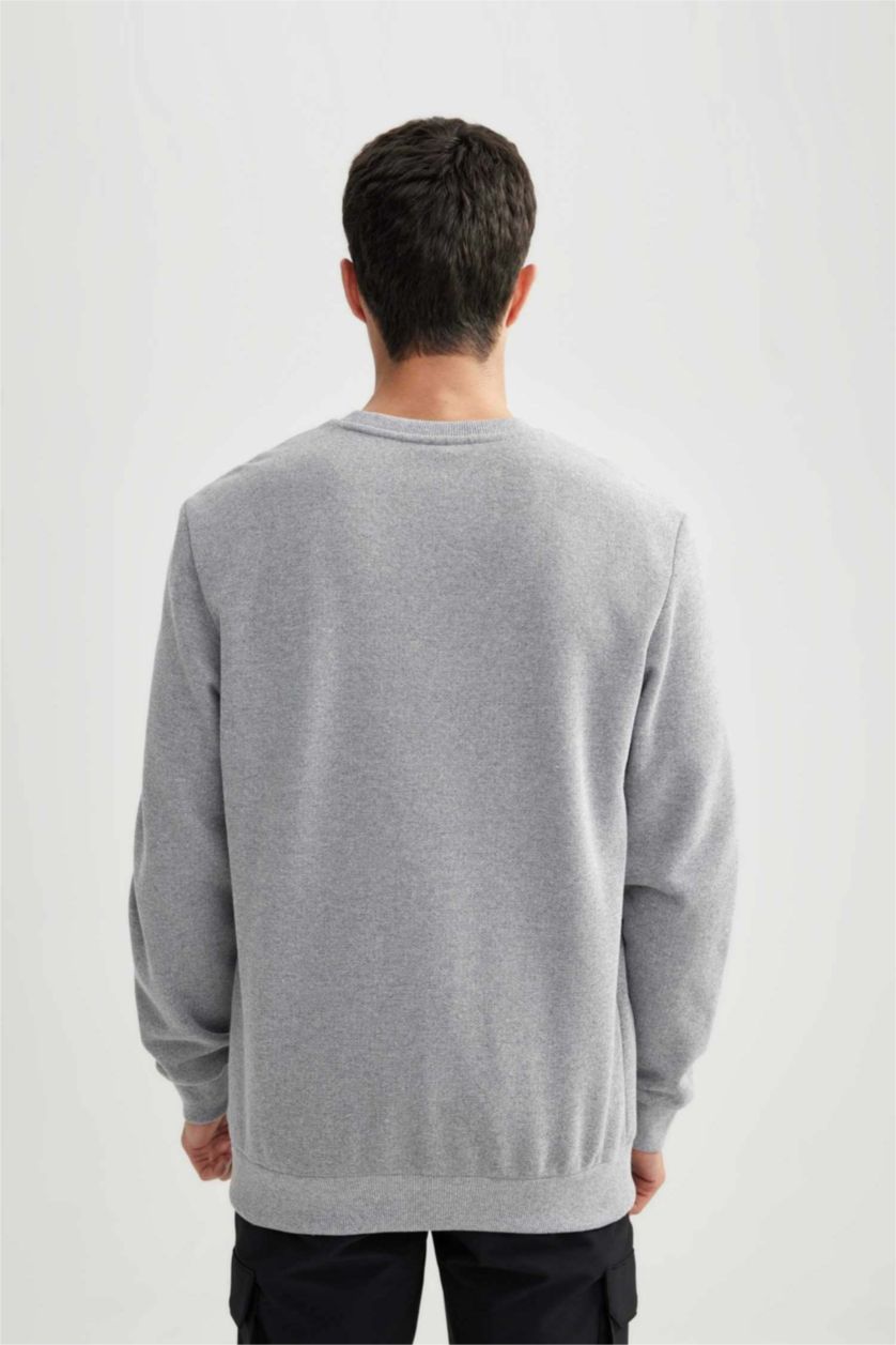 Erkek Gri Melanj Regular Fıt Sweatshirt