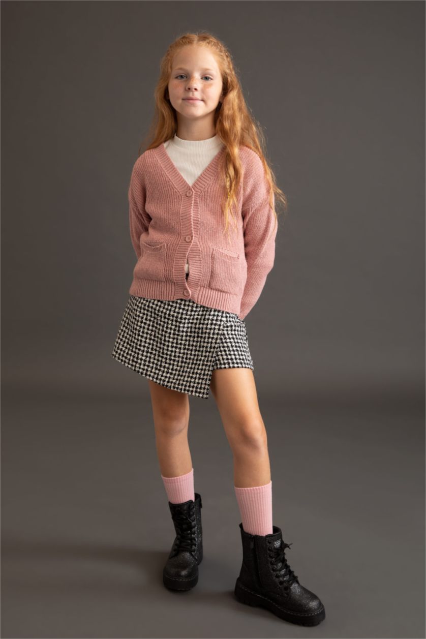GIRLS & TEENS Light Rose Regular Fit V-Neck Cardigan
