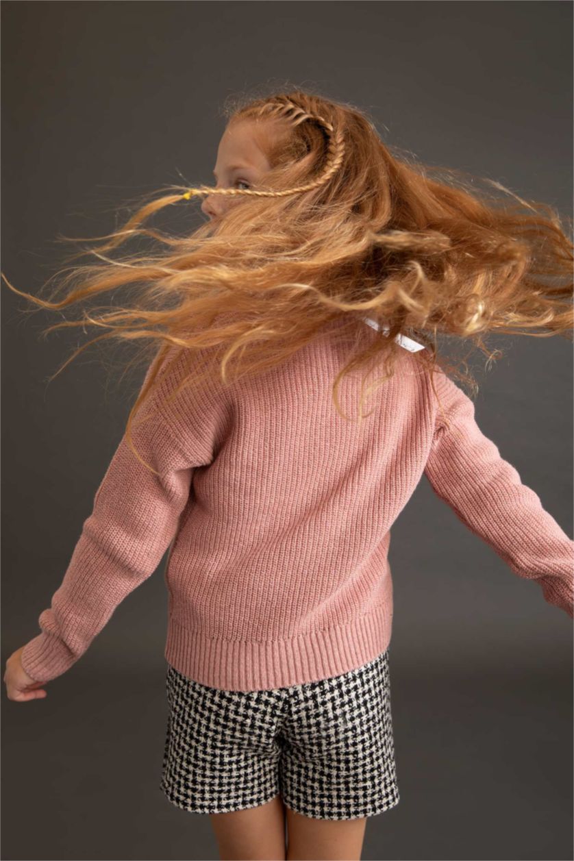 GIRLS & TEENS Light Rose Regular Fit V-Neck Cardigan