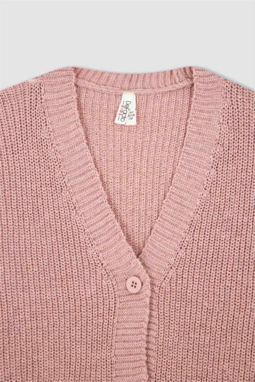 GIRLS & TEENS Light Rose Regular Fit V-Neck Cardigan