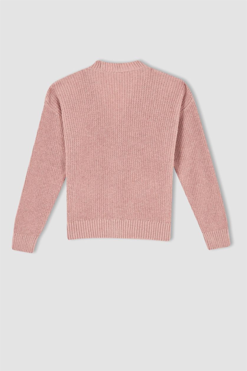 GIRLS & TEENS Light Rose Regular Fit V-Neck Cardigan