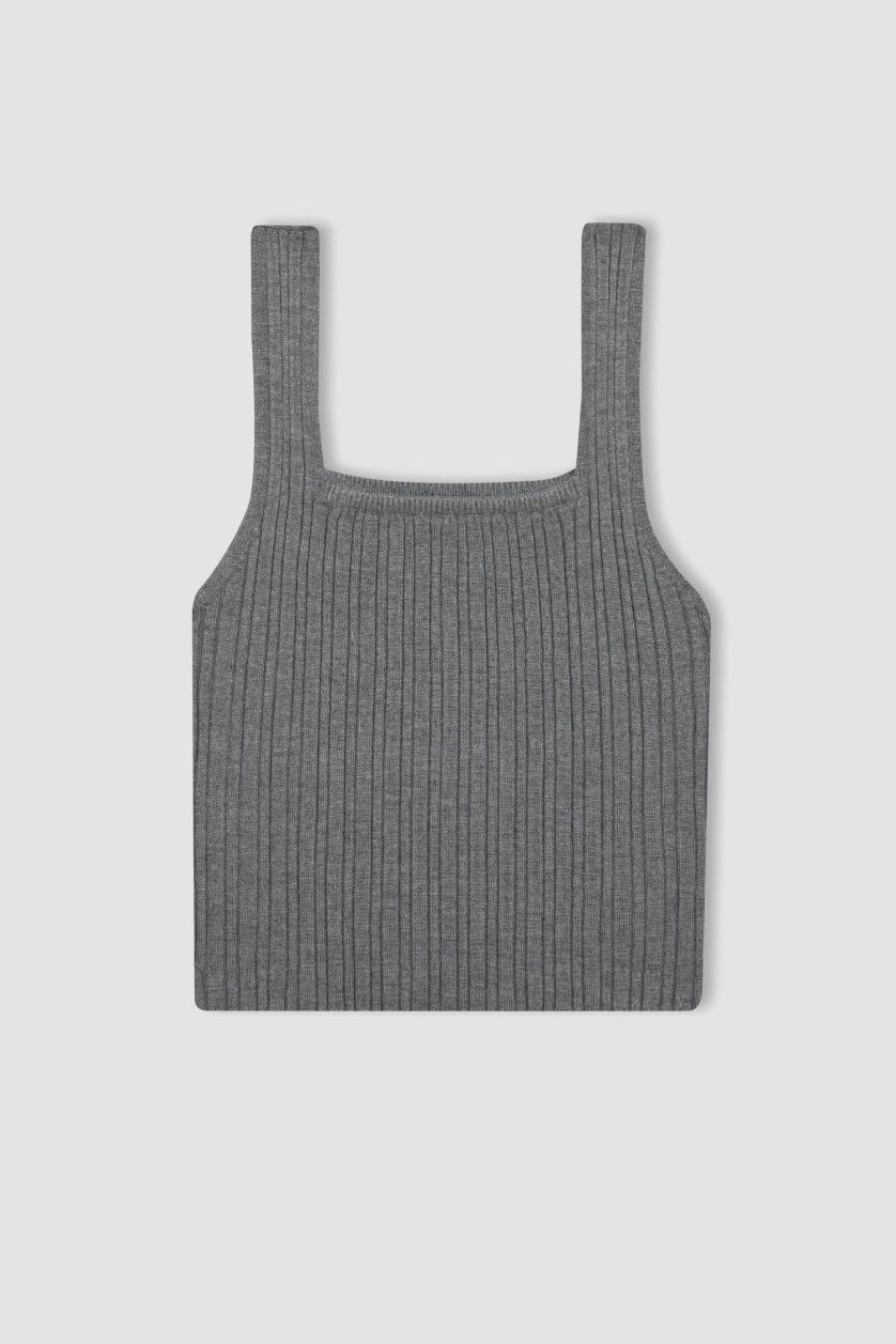 Женщины Серый меланж Майка приталенного кроя с квадратным вырезом