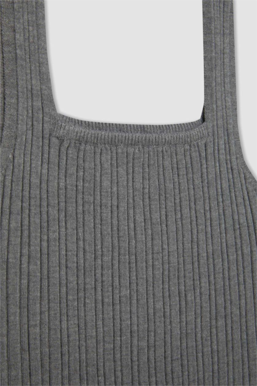 Женщины Серый меланж Майка приталенного кроя с квадратным вырезом