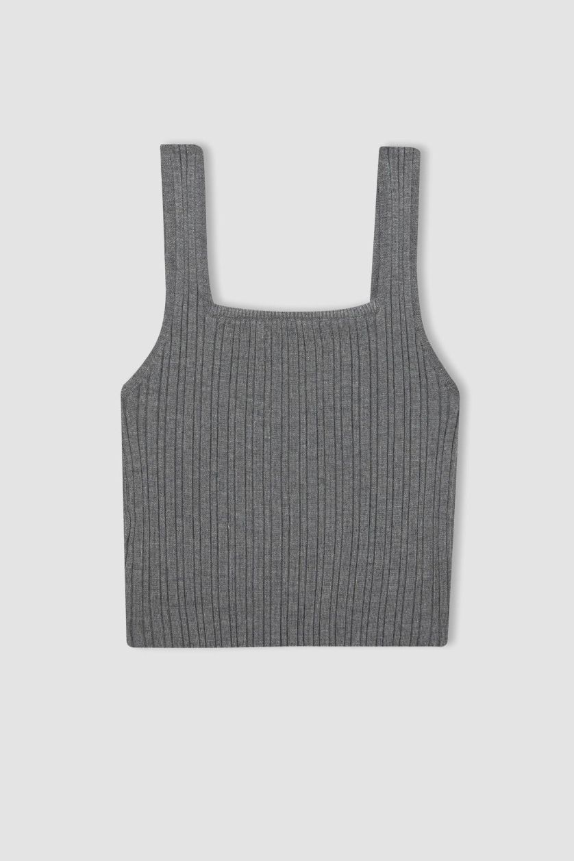 Женщины Серый меланж Майка приталенного кроя с квадратным вырезом