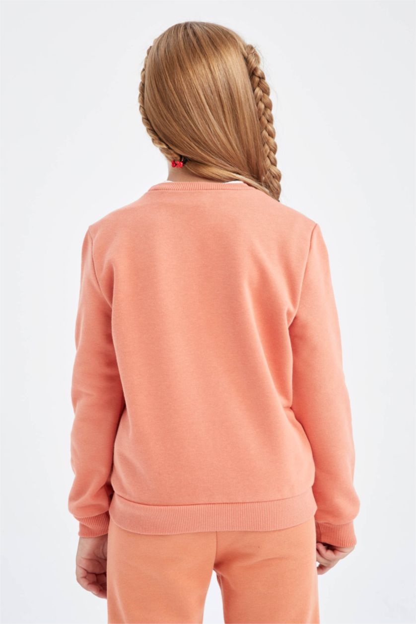 GIRLS & TEENS Orange Regular Fit Crew Neck Sweatshirt