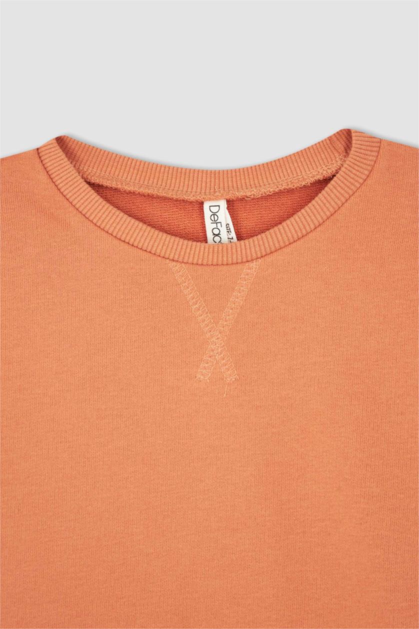 GIRLS & TEENS Orange Regular Fit Crew Neck Sweatshirt