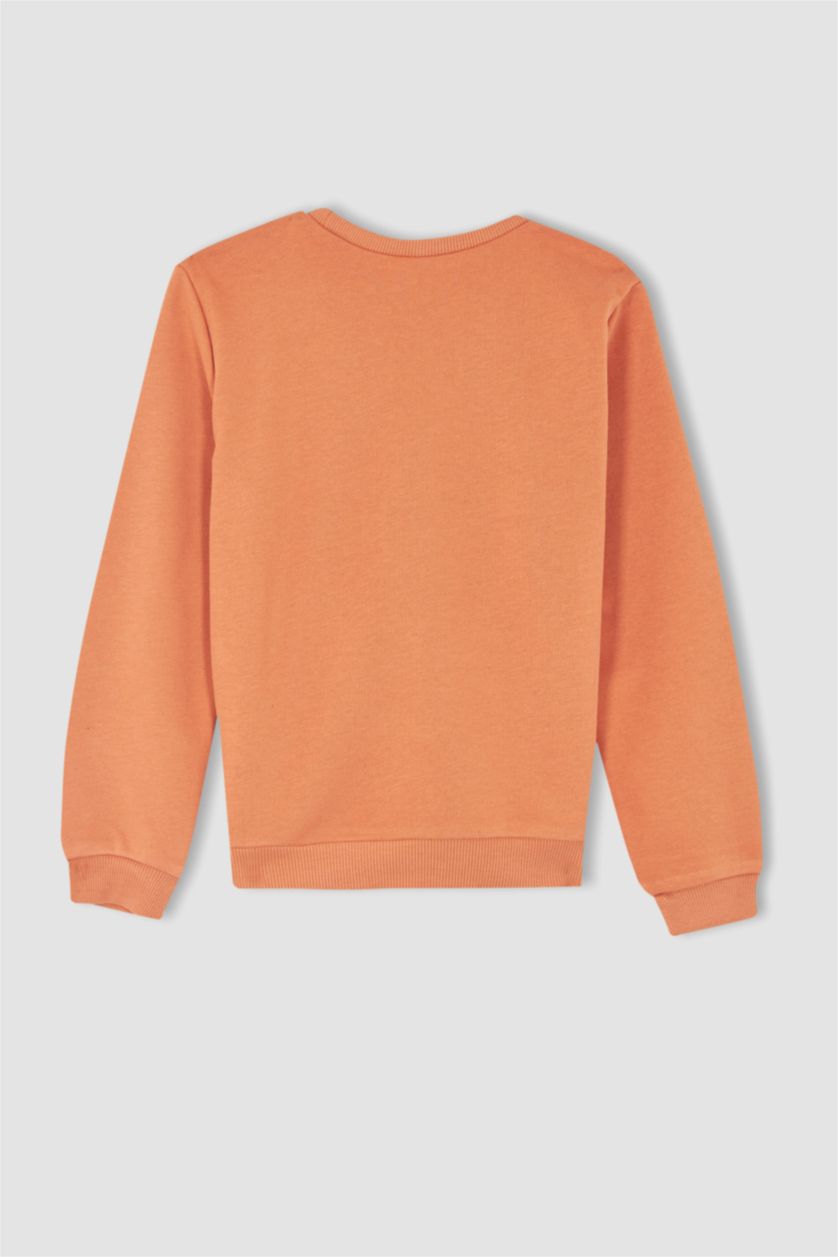 GIRLS & TEENS Orange Regular Fit Crew Neck Sweatshirt