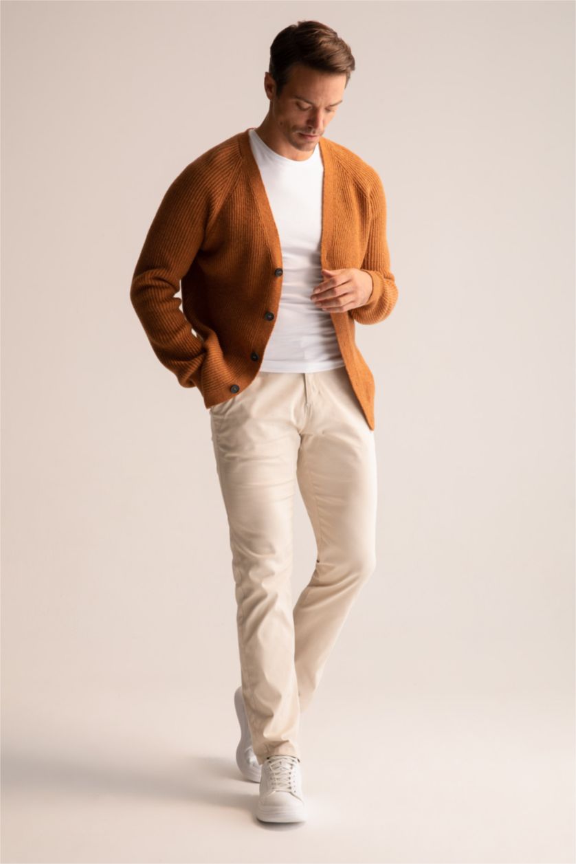 Men Yellow Relax Fit Cardigan
