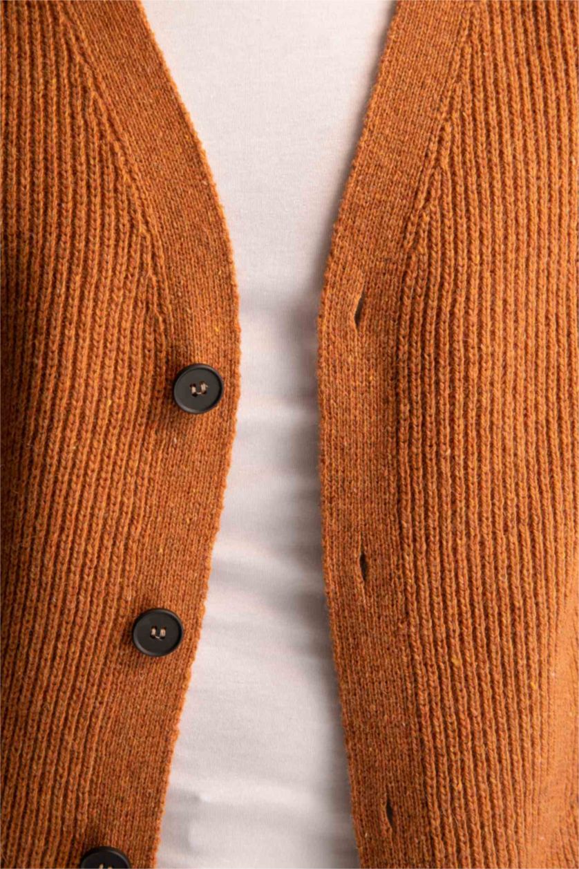 Men Yellow Relax Fit Cardigan