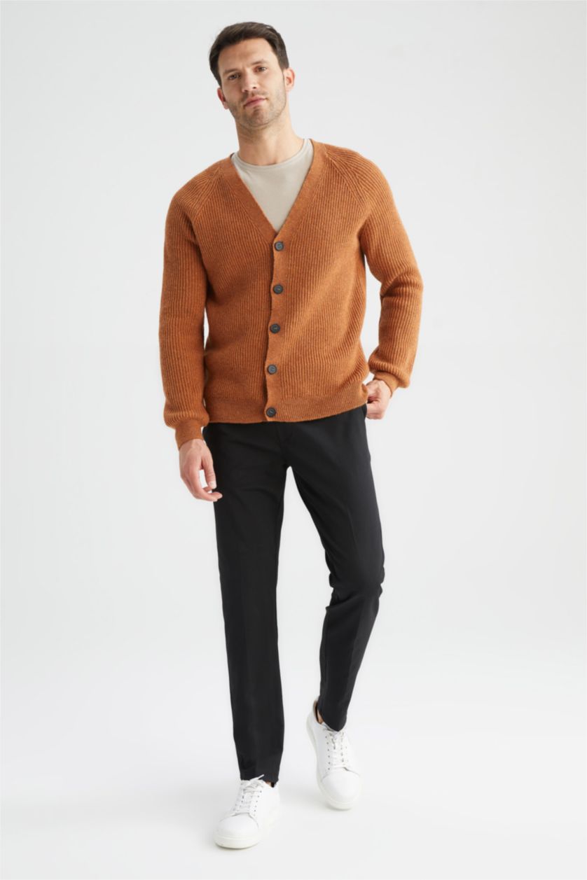 Men Yellow Relax Fit Cardigan