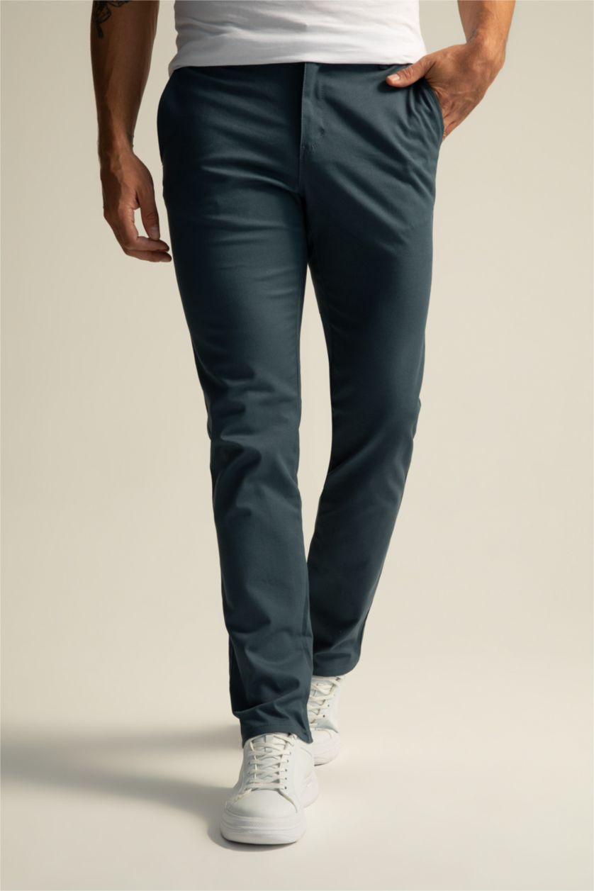 رجالي بترولي بنطلون تشينو بقصة عادية