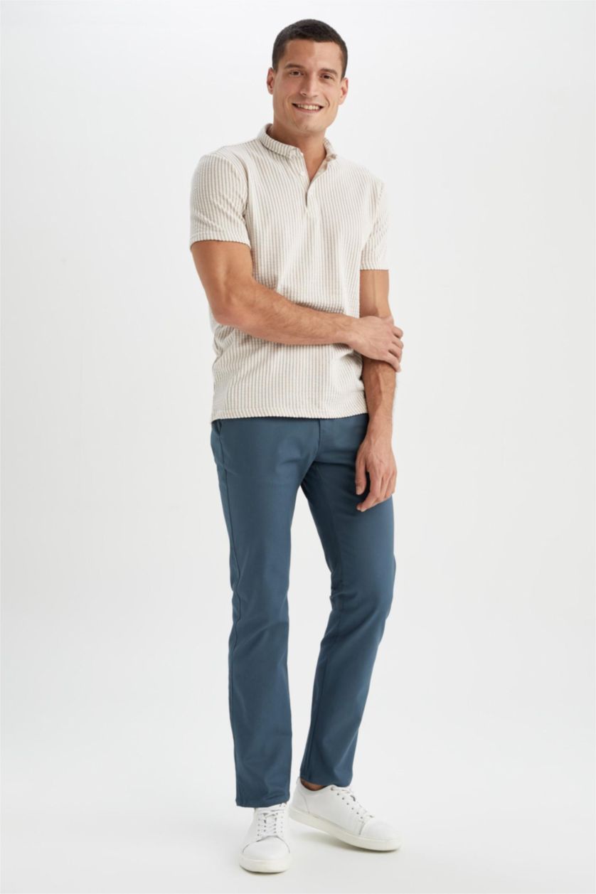 رجالي بترولي بنطلون تشينو بقصة عادية