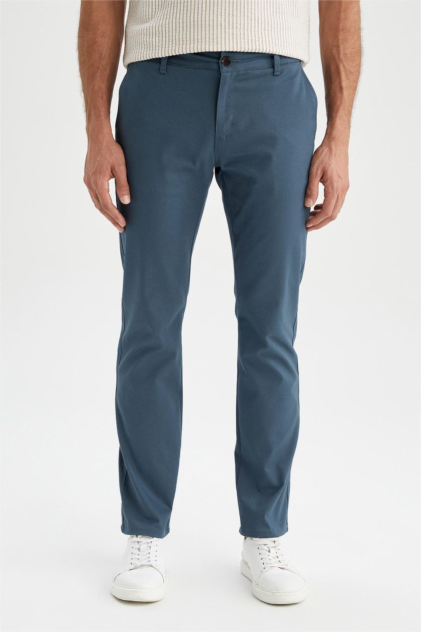 رجالي بترولي بنطلون تشينو بقصة عادية