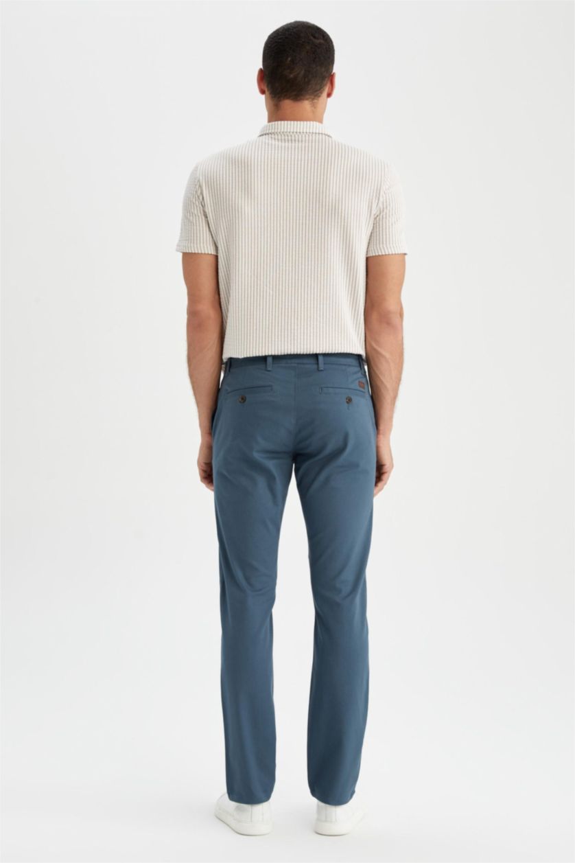 رجالي بترولي بنطلون تشينو بقصة عادية