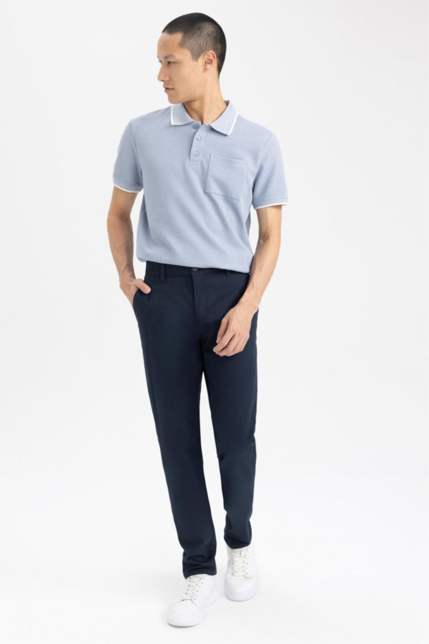 رجال كحلي سروال قصة عادية