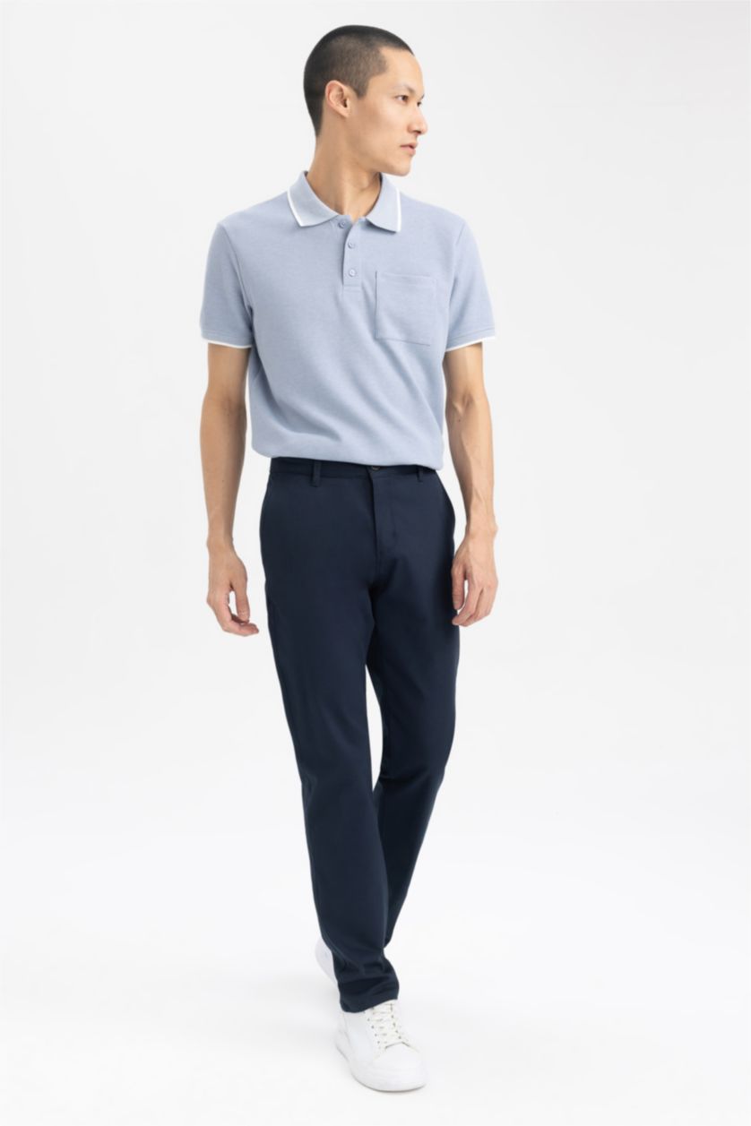 رجال كحلي سروال قصة عادية