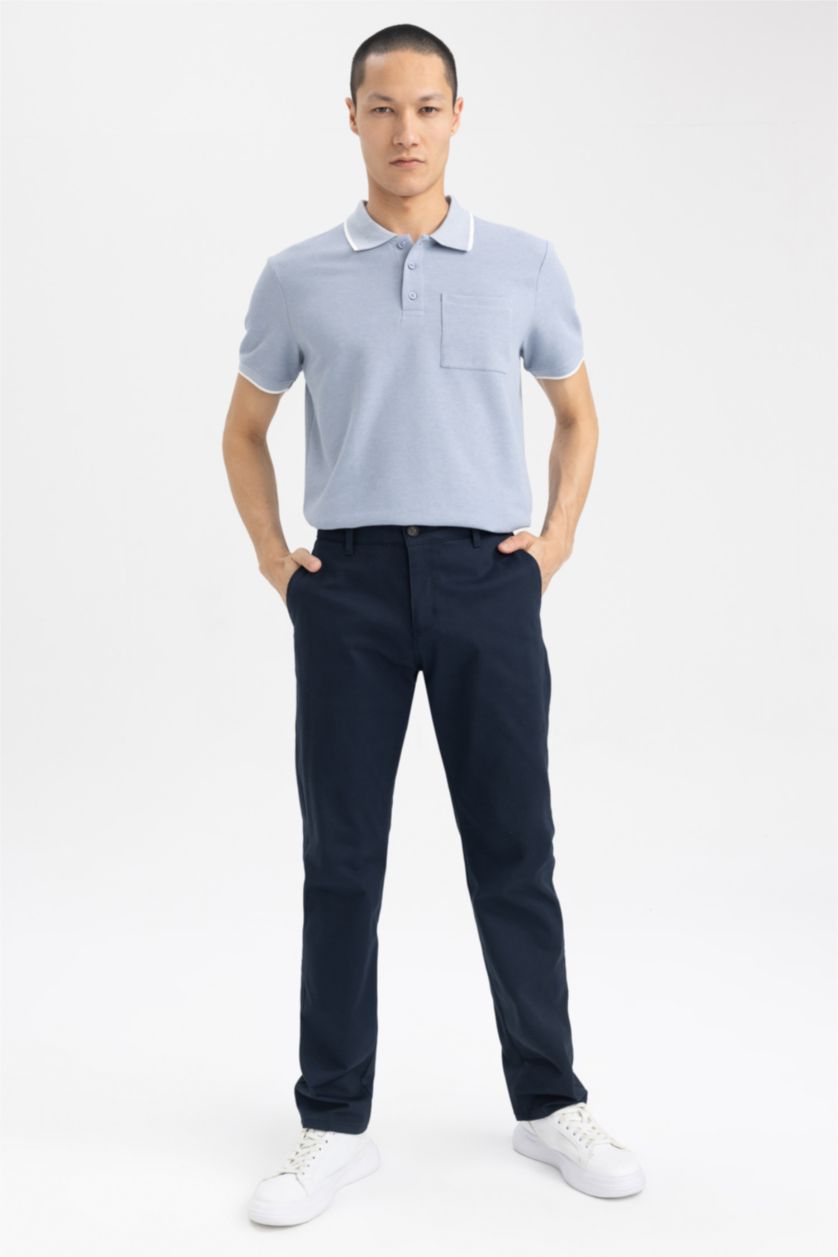 رجال كحلي سروال قصة عادية