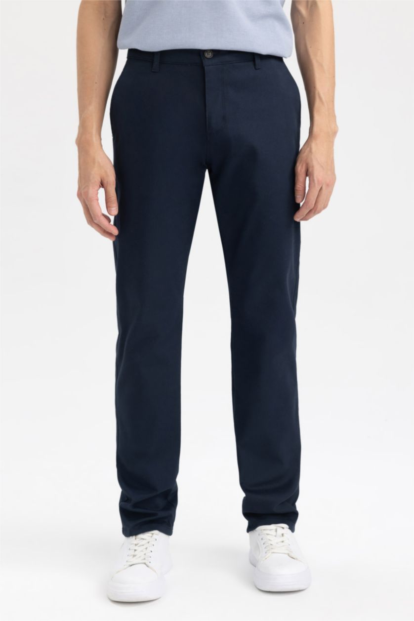 رجال كحلي سروال قصة عادية