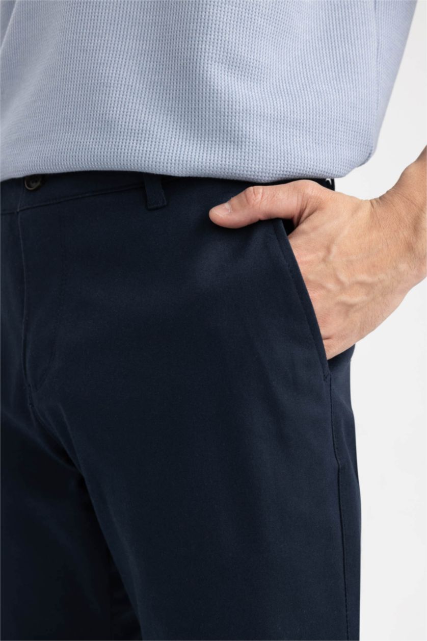 رجال كحلي سروال قصة عادية