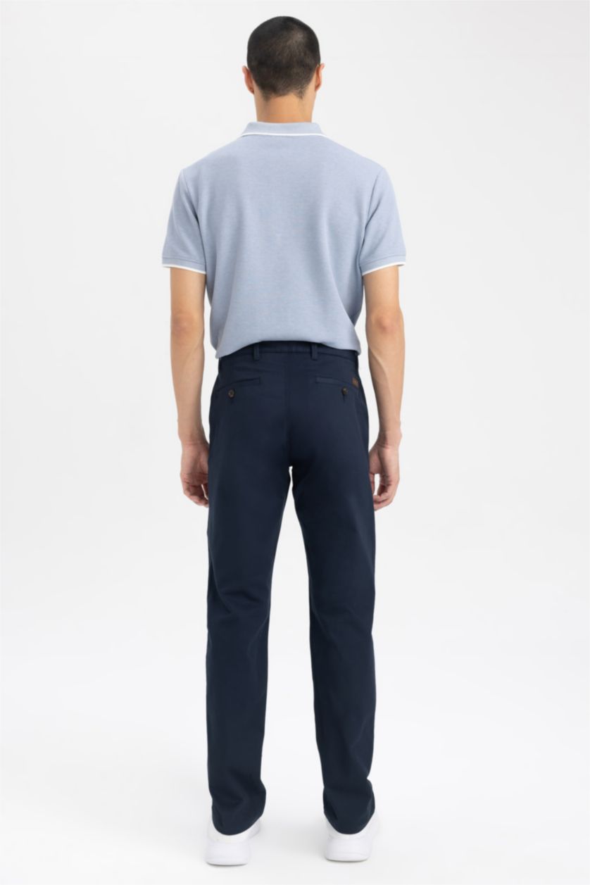 رجال كحلي سروال قصة عادية