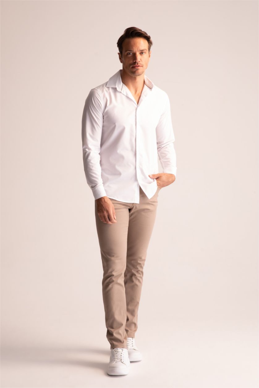 MAN Beige Regular Fit Chino Canvas Pants