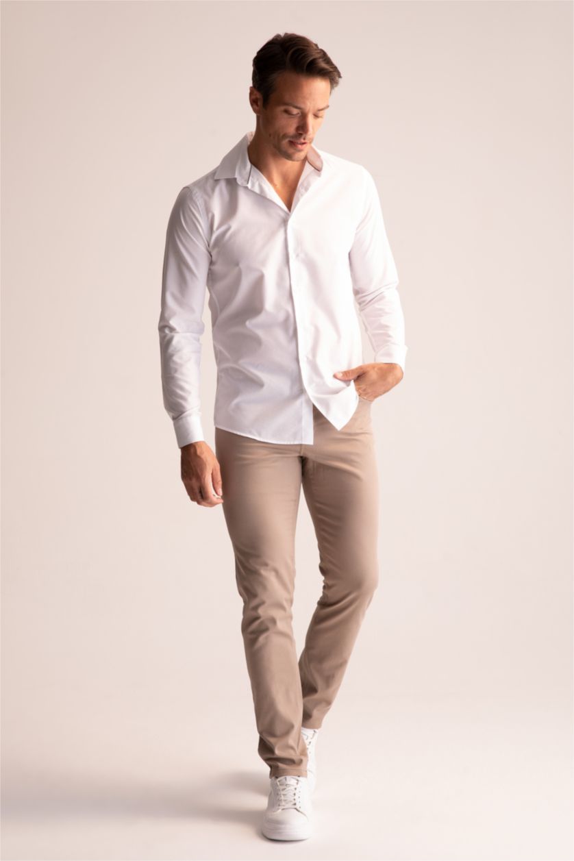 MAN Beige Regular Fit Chino Canvas Pants