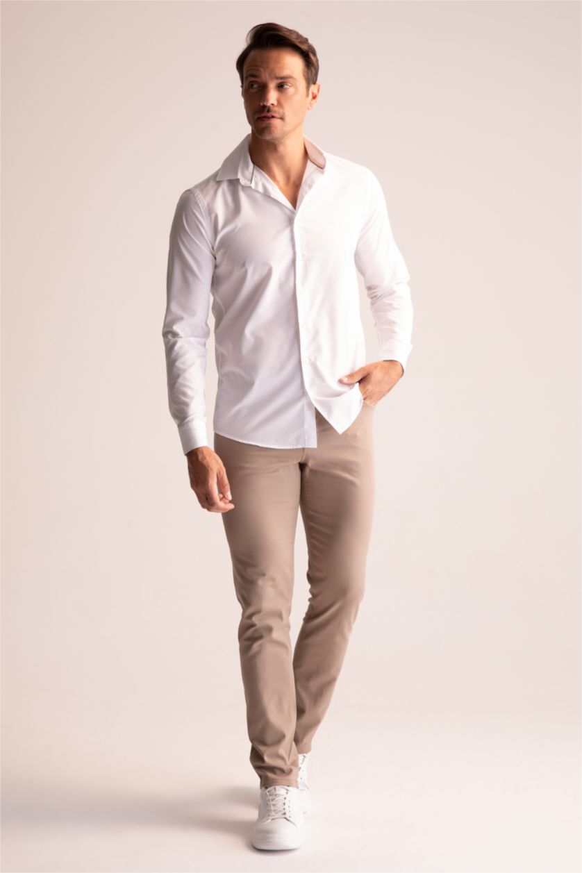 MAN Beige Regular Fit Chino Canvas Pants