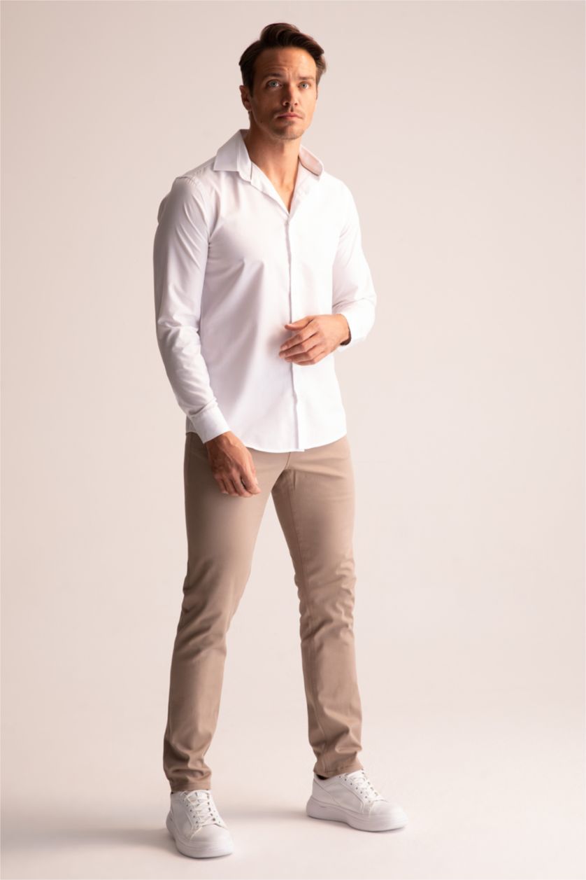 MAN Beige Regular Fit Chino Canvas Pants