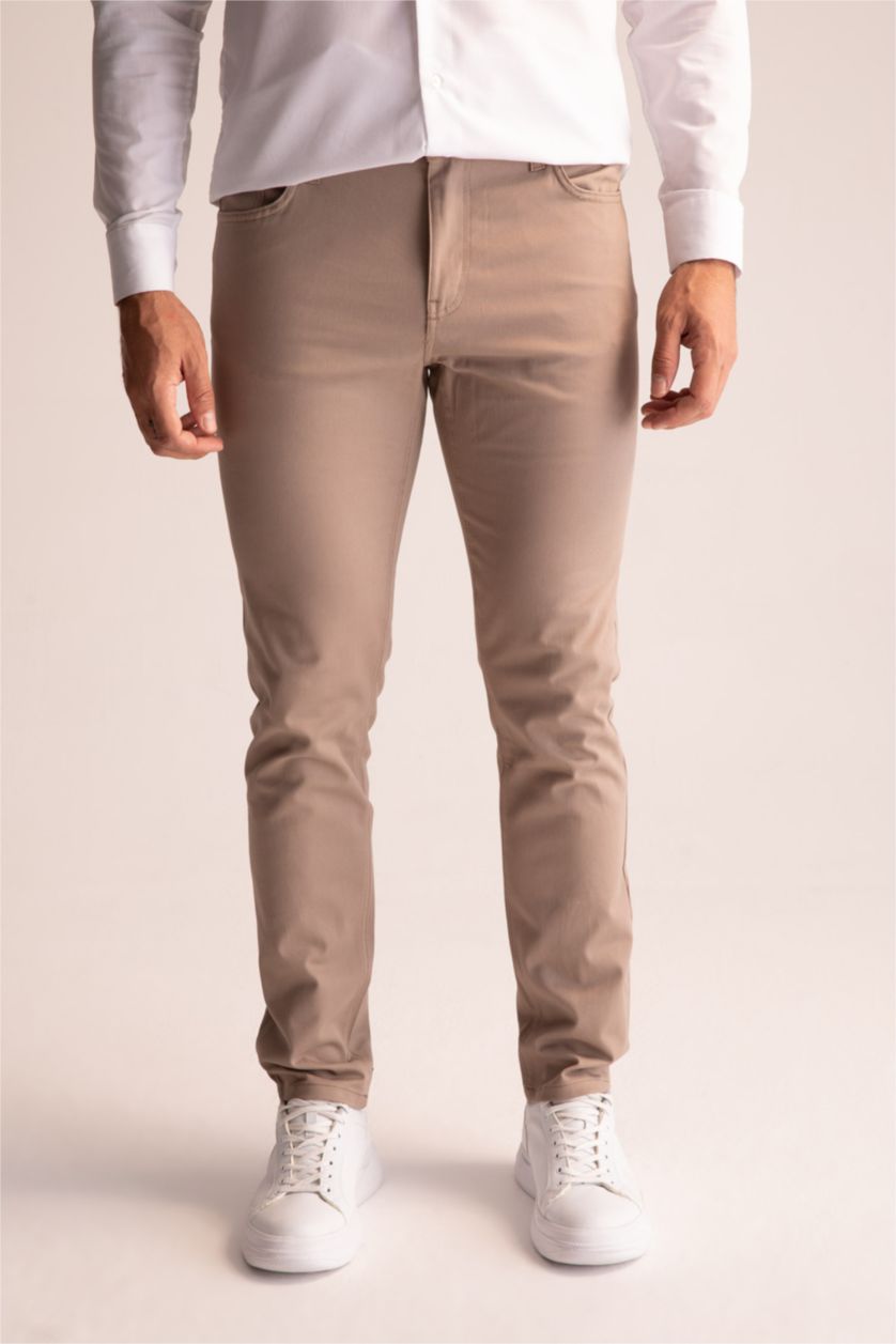 MAN Beige Regular Fit Chino Canvas Pants