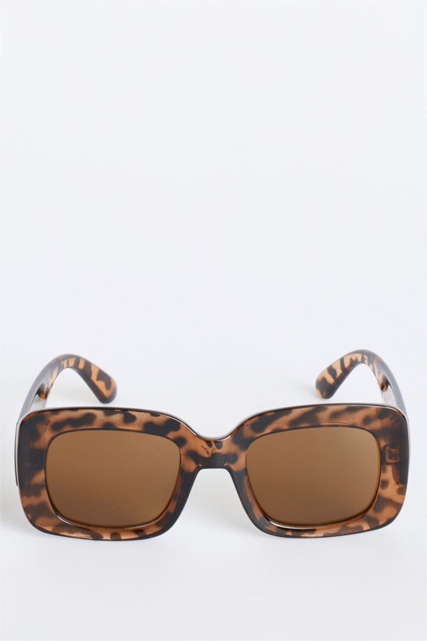 FEMME Beige Lunettes de soleil à motifs léopard