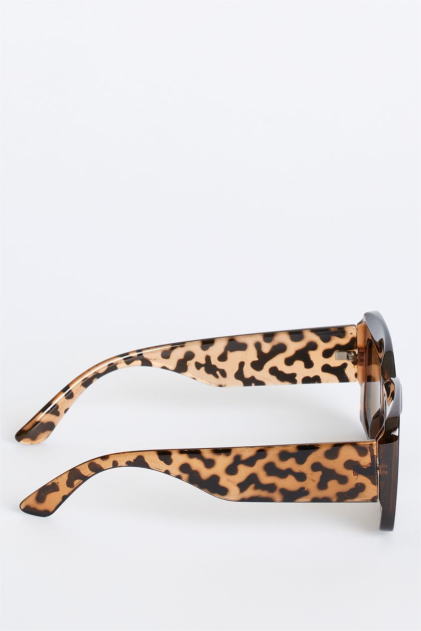 FEMME Beige Lunettes de soleil à motifs léopard