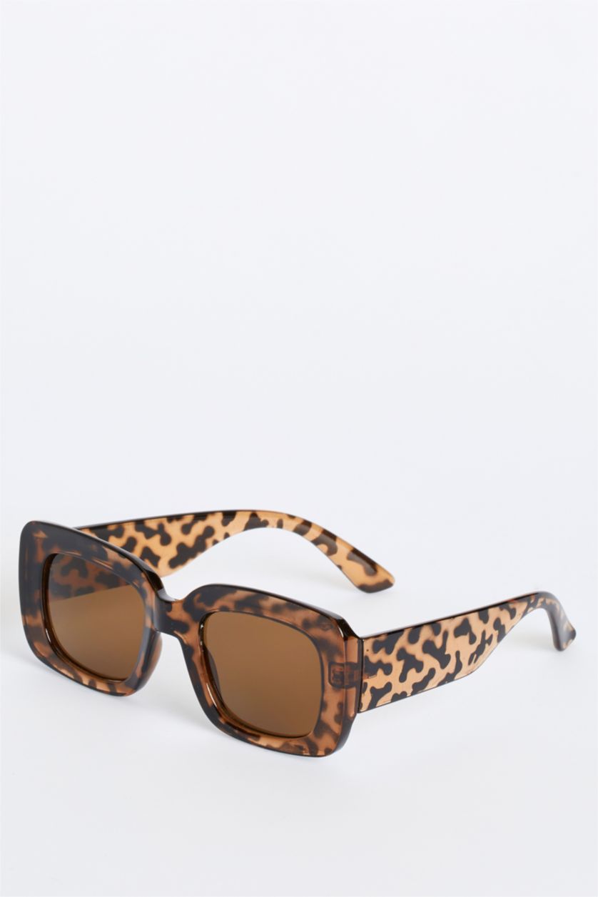 FEMME Beige Lunettes de soleil à motifs léopard