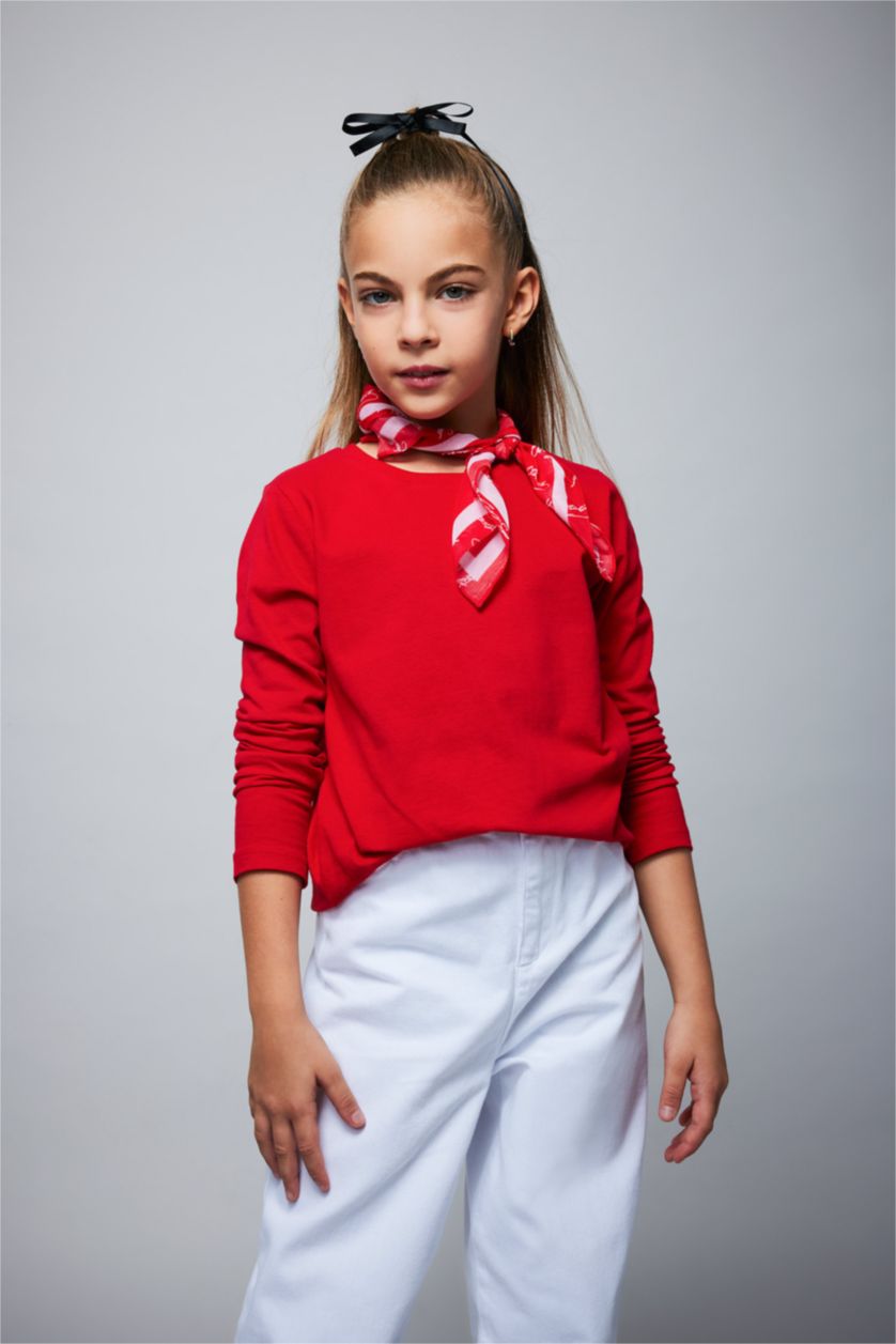 GIRLS & TEENS Red Regular Fit Long Sleeve T-Shirt