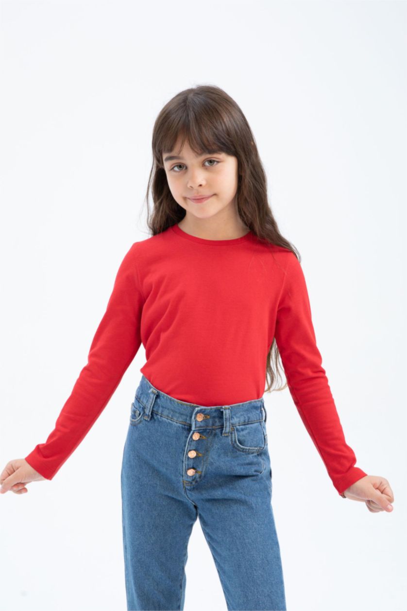 GIRLS & TEENS Red Regular Fit Long Sleeve T-Shirt