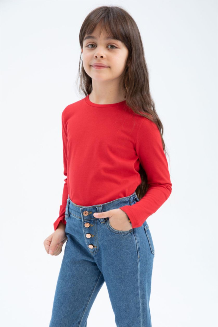 GIRLS & TEENS Red Regular Fit Long Sleeve T-Shirt