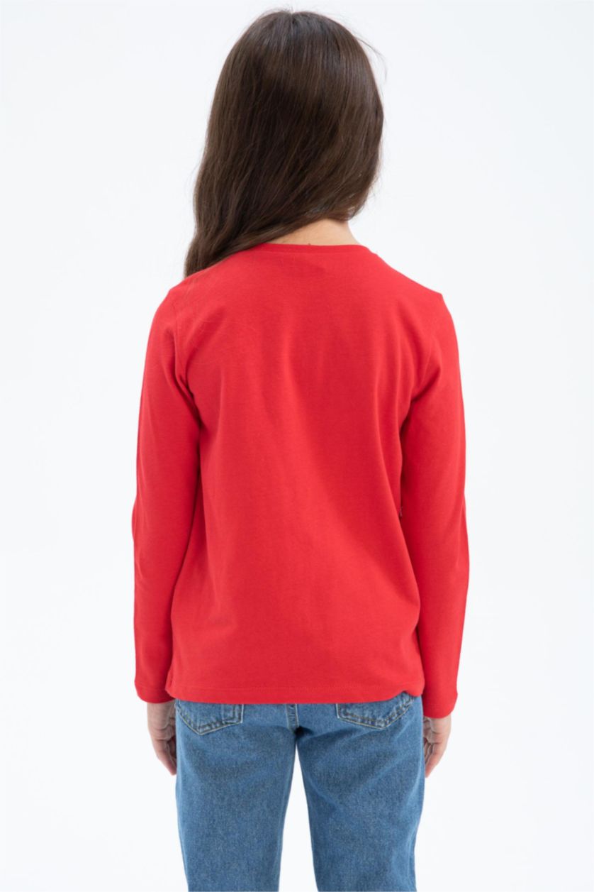 GIRLS & TEENS Red Regular Fit Long Sleeve T-Shirt