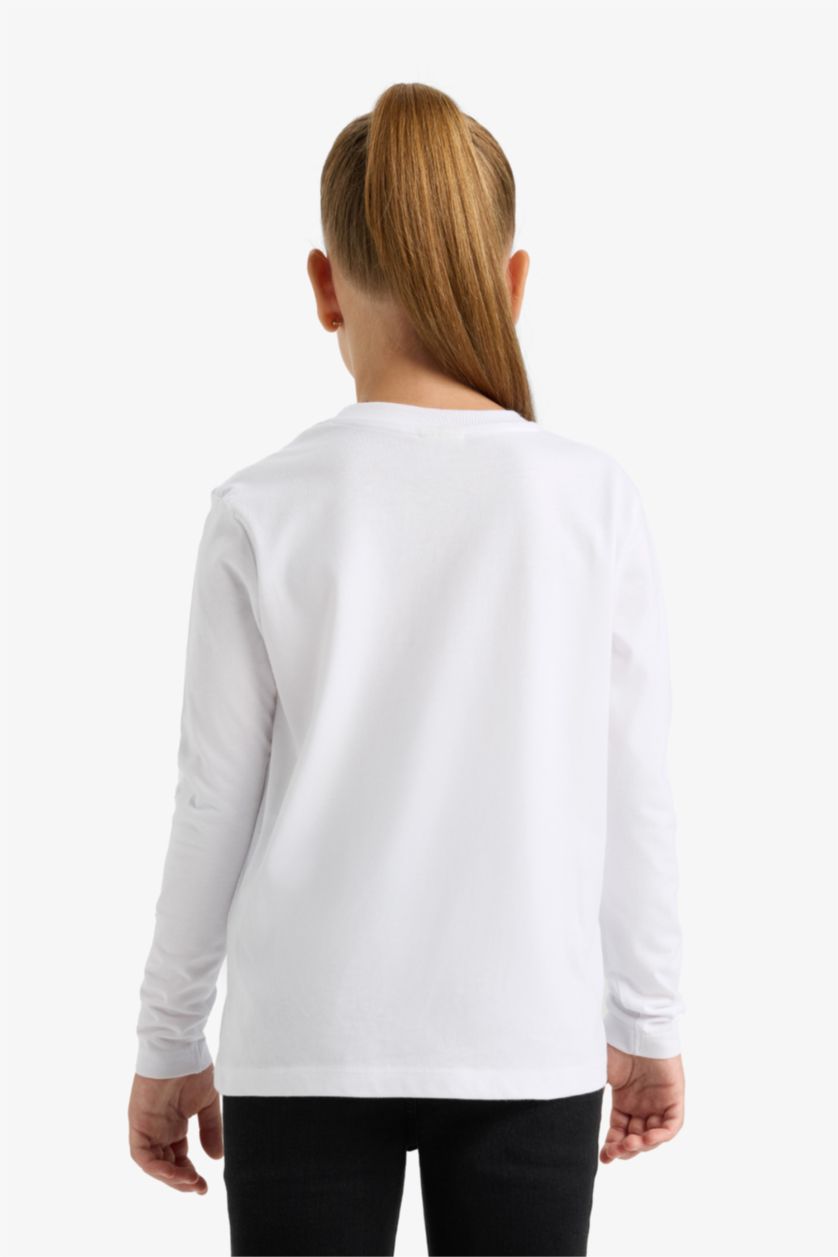 GIRLS & TEENS White Girl Regular Fit Crew Neck Long Sleeve T-Shirt