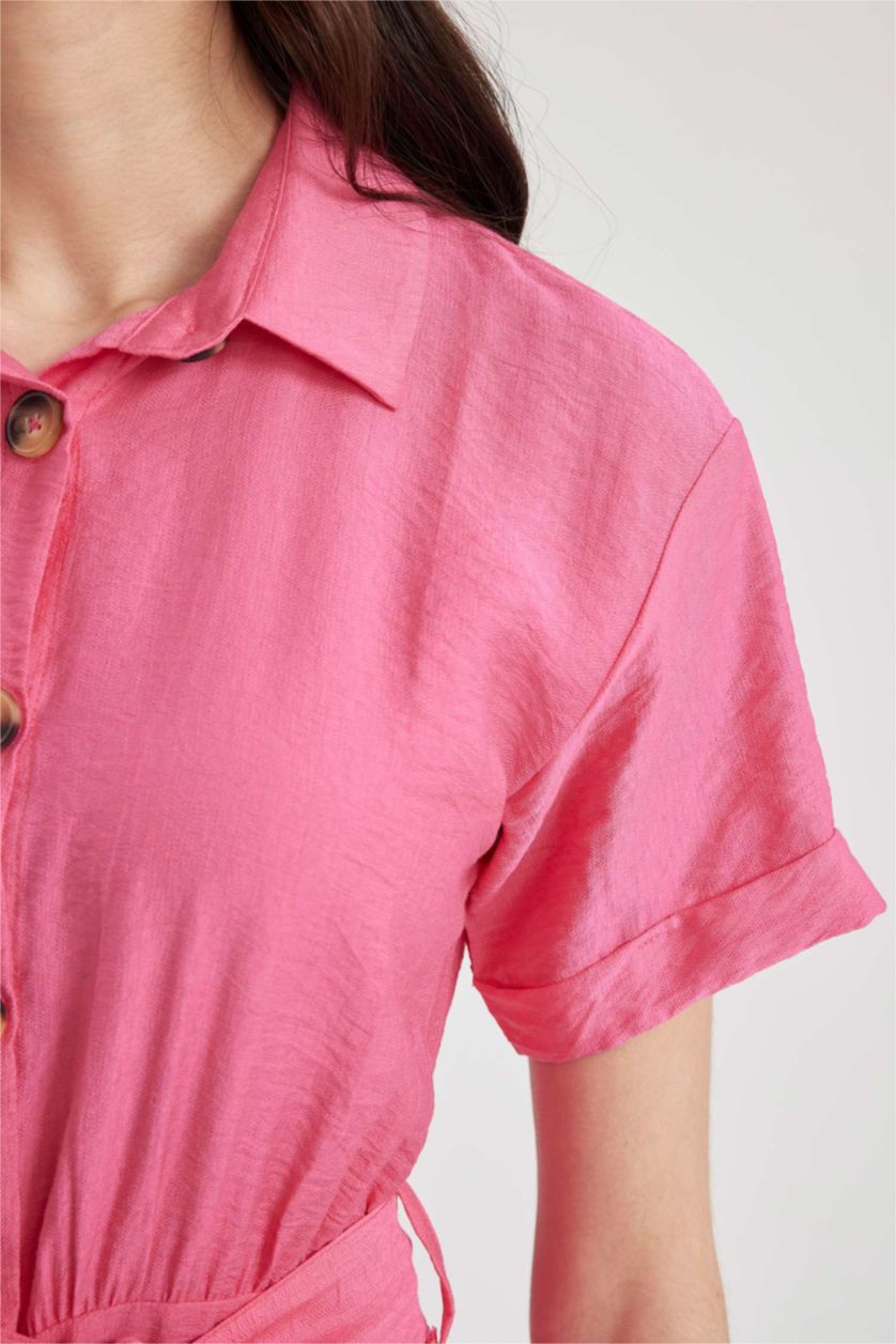 WOMAN Pink Linen Look Midi Dress