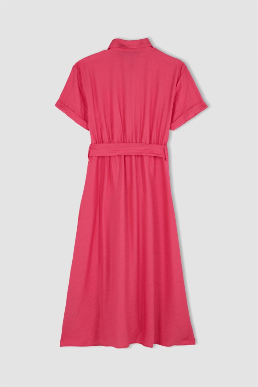 WOMAN Pink Linen Look Midi Dress