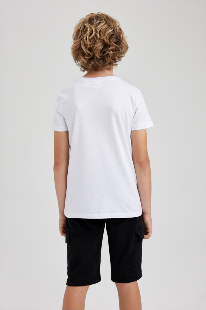 BOYS & TEENS White تيشيرت نص كم قصة عادية