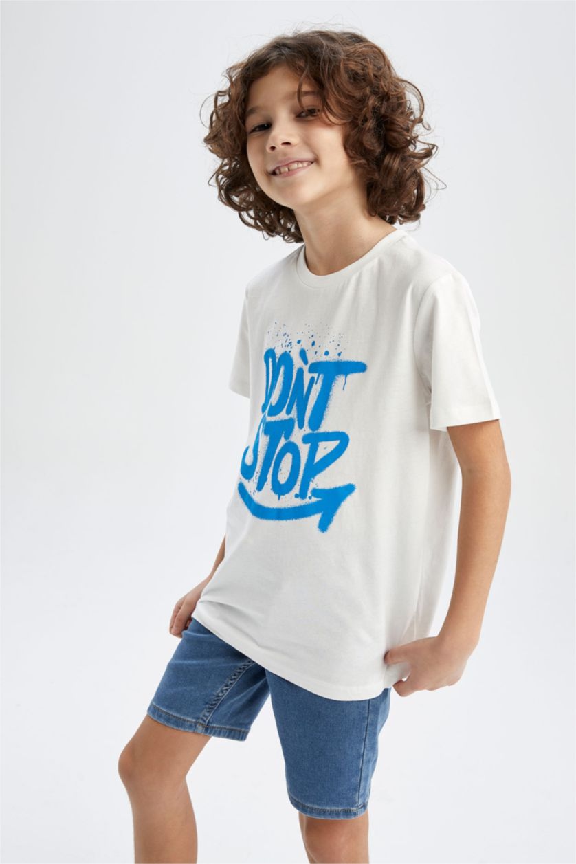 أولاد اوف وايت تيشيرت نص كم قصة عادية بياقة مستديرة