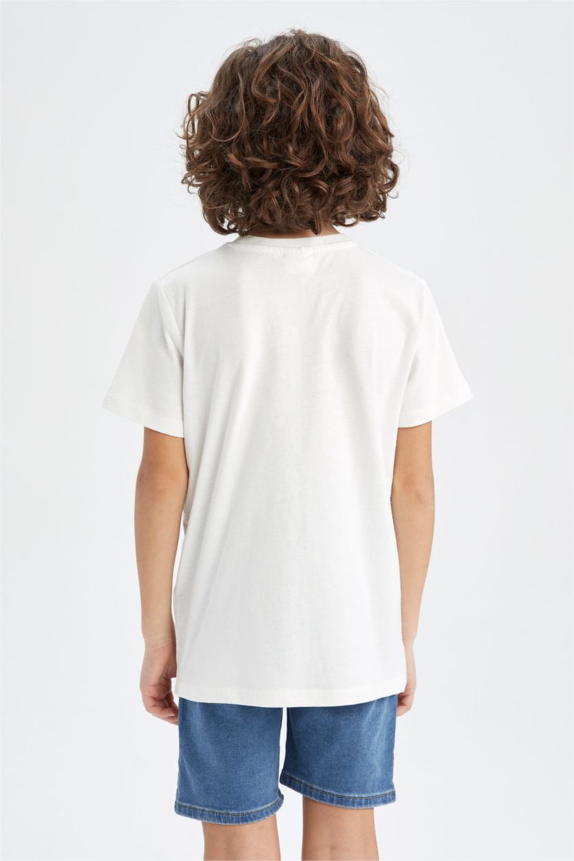 أولاد اوف وايت تيشيرت نص كم قصة عادية بياقة مستديرة