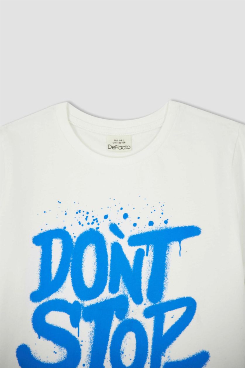 أولاد اوف وايت تيشيرت نص كم قصة عادية بياقة مستديرة