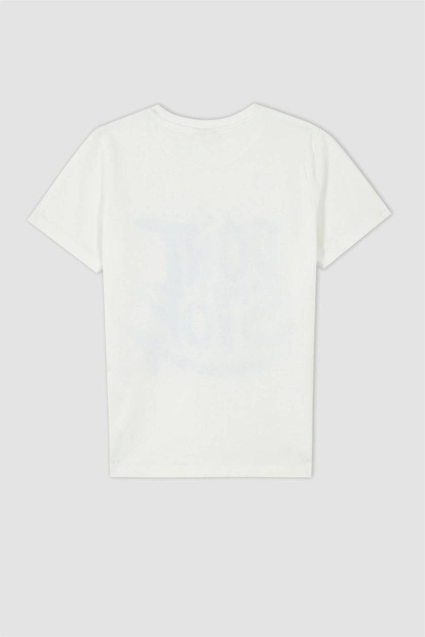 أولاد اوف وايت تيشيرت نص كم قصة عادية بياقة مستديرة