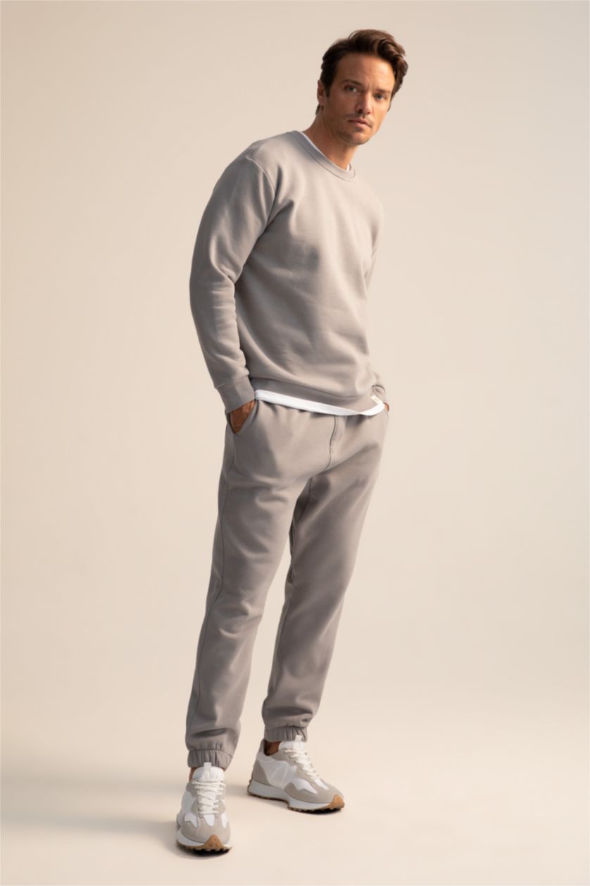 HOMME Gris Pantalon Coupe décontractée