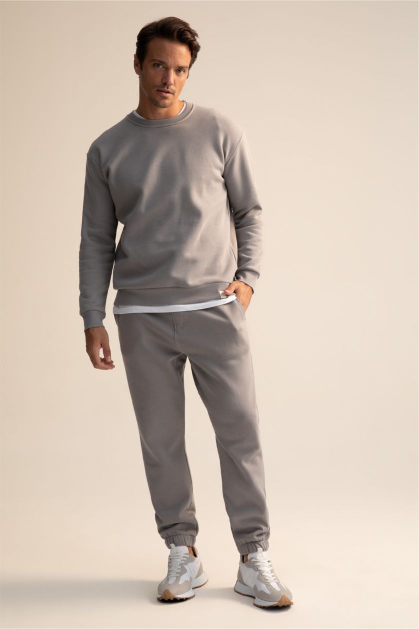 HOMME Gris Pantalon Coupe décontractée
