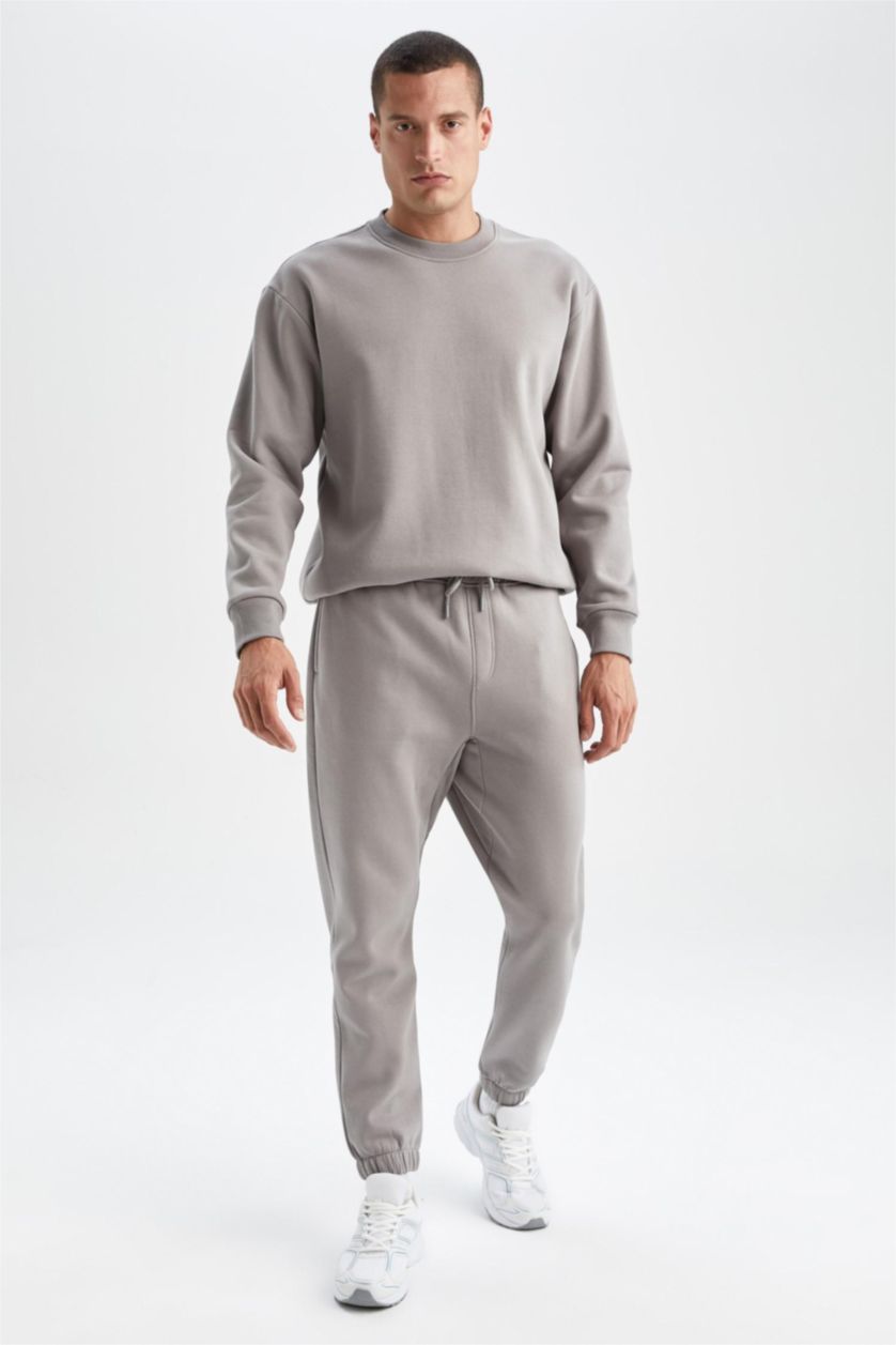 HOMME Gris Pantalon Coupe décontractée