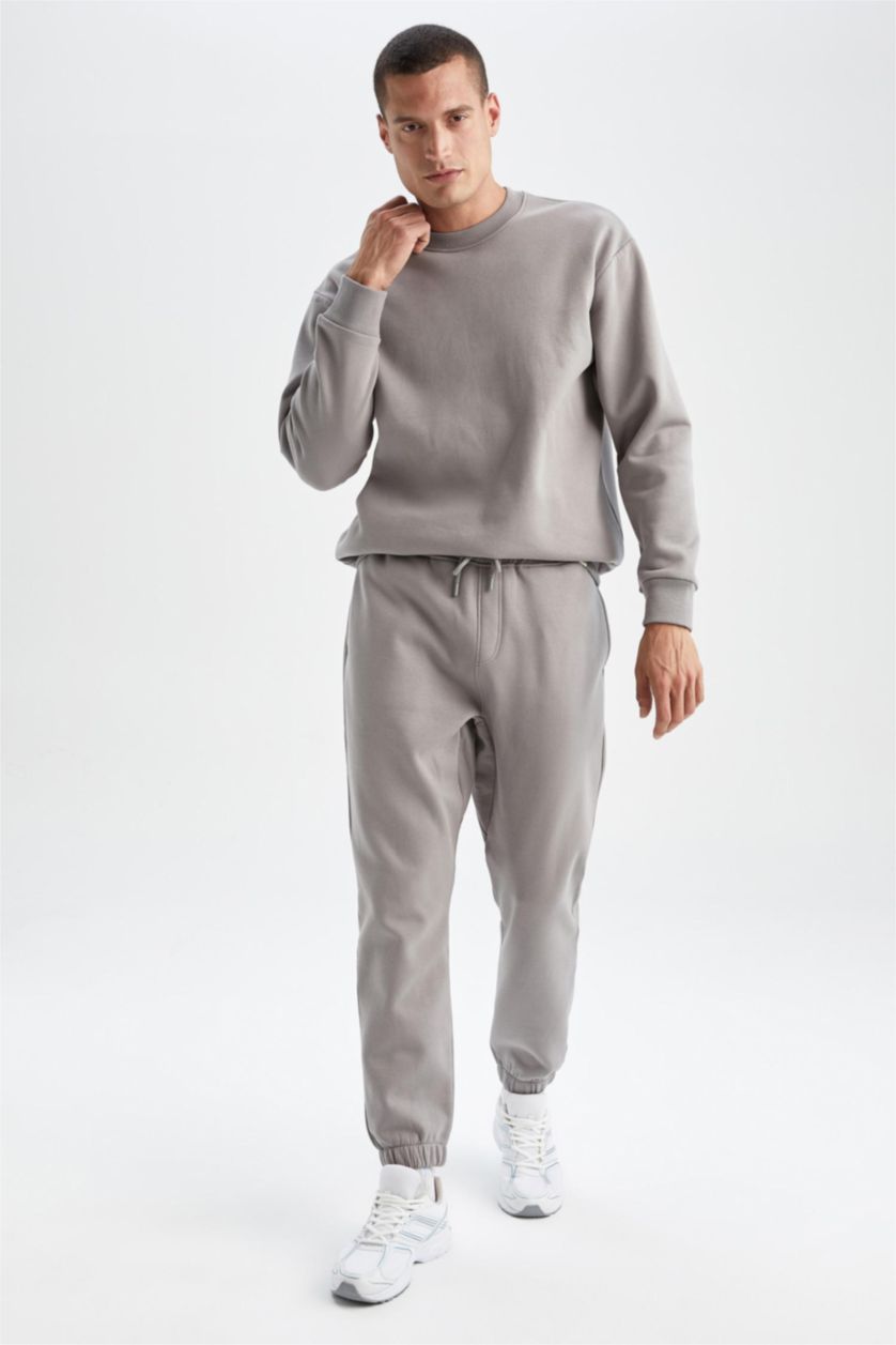 HOMME Gris Pantalon Coupe décontractée