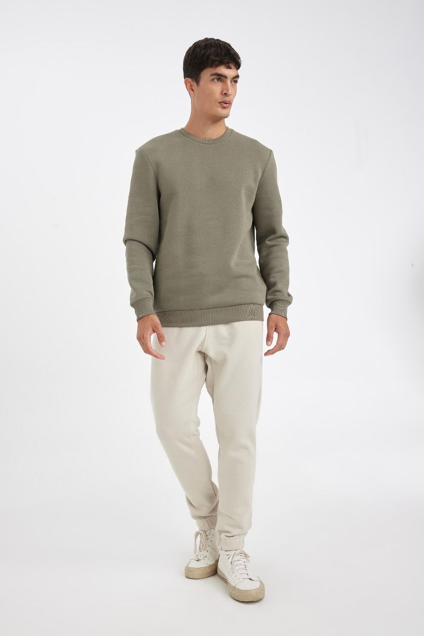 Erkek Bej Regular Fit Basic Jogger Eşofman Altı