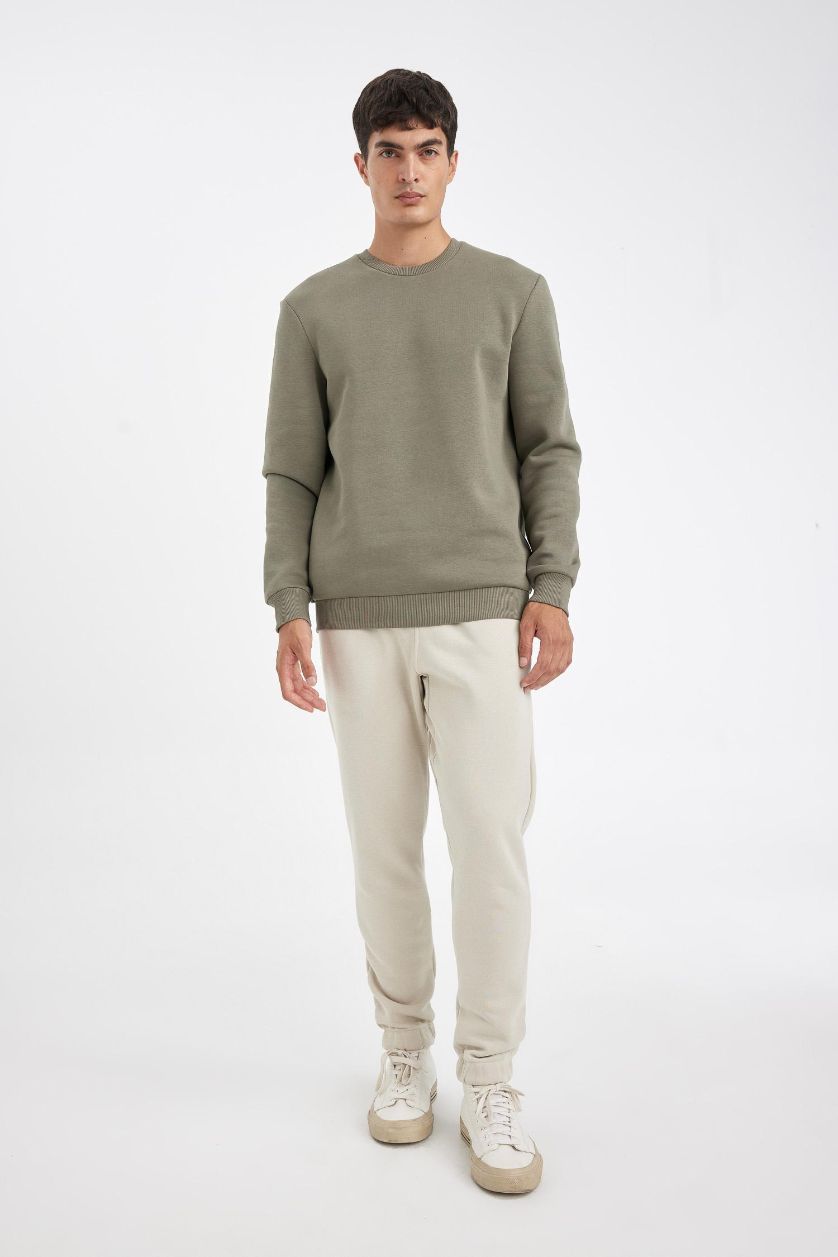 Erkek Bej Regular Fit Basic Jogger Eşofman Altı